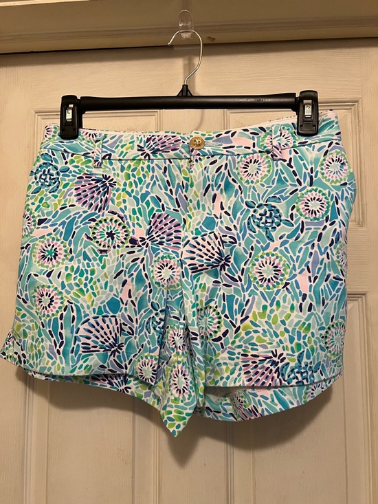 Lilly Pulitzer Pants - Lilly Pulitzer Women’s Floral Mosaic Print Shorts - Aqua Multi w/ Turtles/Shells